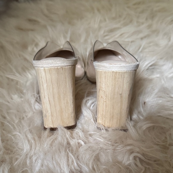 Lulu's Cream and Clear wooden Block Heel Mules - Picture 8 of 8